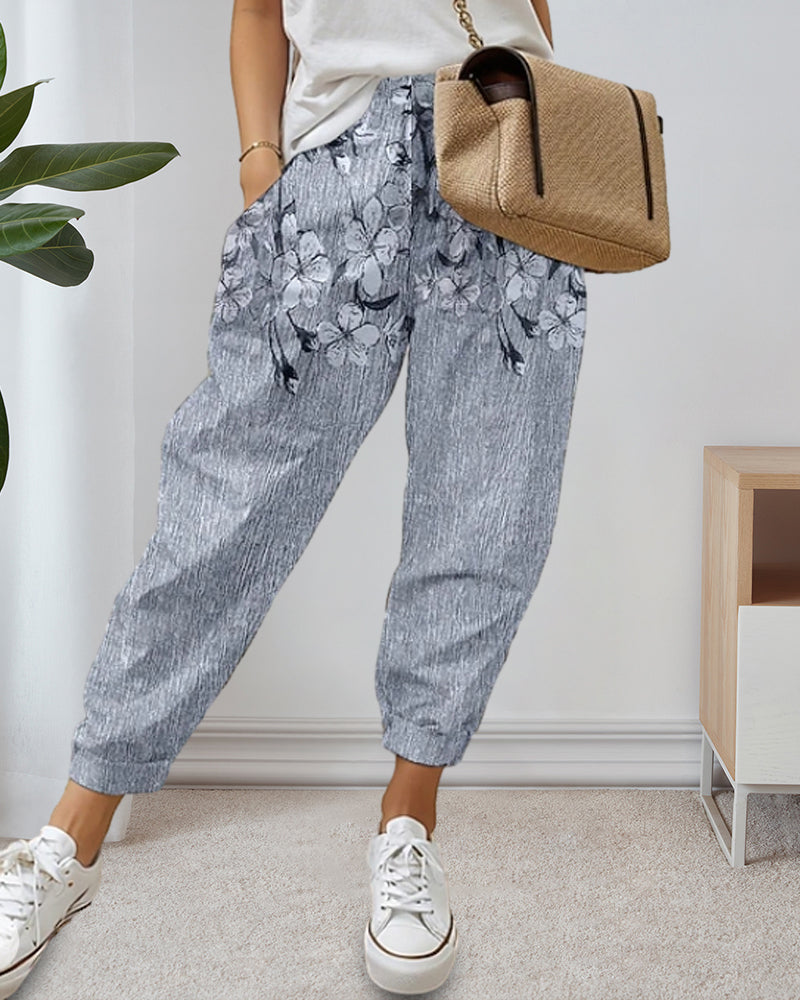 Women's Pocket Printed Casual Jeans